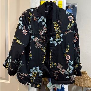 Who What Wear Black Floral Jacket